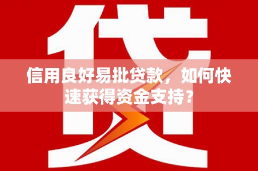 枝江信用良好易批贷款，如何快速获得资金支持？