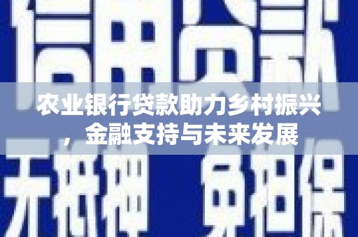 枝江农业银行贷款助力乡村振兴，金融支持与未来发展