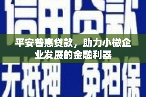 枝江平安普惠贷款，助力小微企业发展的金融利器