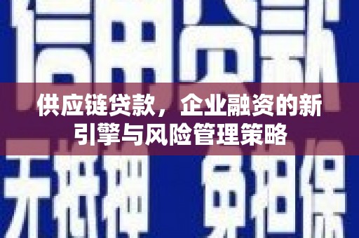 枝江供应链贷款，企业融资的新引擎与风险管理策略
