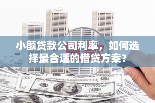 枝江小额贷款公司利率，如何选择最合适的借贷方案？