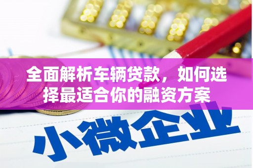 枝江全面解析车辆贷款，如何选择最适合你的融资方案